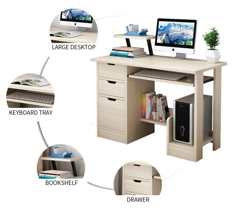 Simple Modern Computer Desk Desktop Home Bedroom Student Writing Single ...