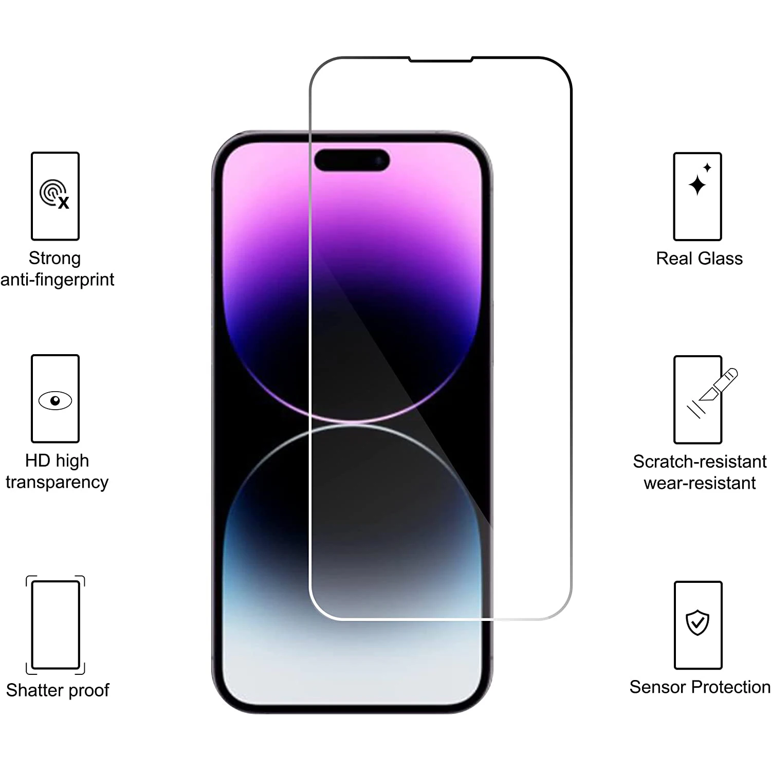 2.5d прозрачное устойчивое к царапинам закаленное стекло для защиты экрана iPhone 14 Pro