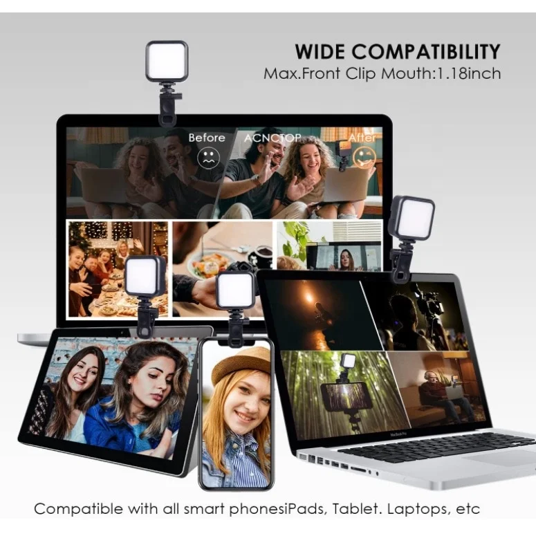 Factory Photographic Lighting Led Pocket Video Light 49 Splicing Fill Light With Clamp for Camera Phone Laptop Vlog Recording