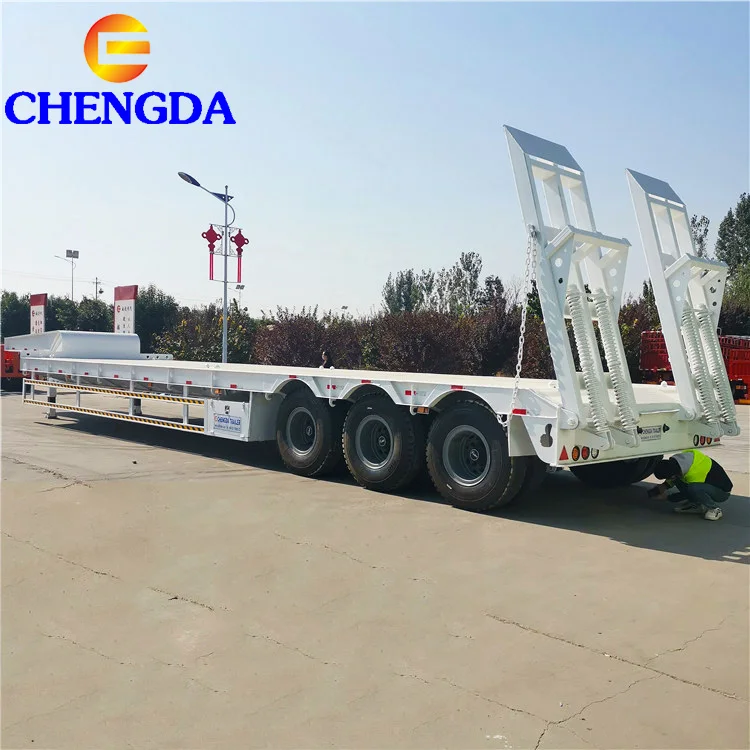 China Gooseneck 3 Axle Used Lowboy Low Bed Trailer for Sale