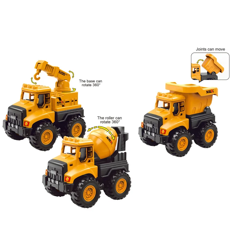 High Quality Simulation Engineer Cars Set Toys 12 Pcs 4 Different Types Mini Pull Back Cars for Kids Playing OEM Friction Car