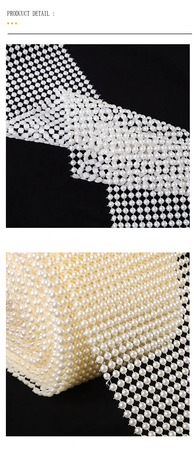 4.5" X 10 Yards 12 Rows  Plastic Pearl Diamond Mesh Wrap Roll Sparkle Rhinestone Ribbon for Wedding Party