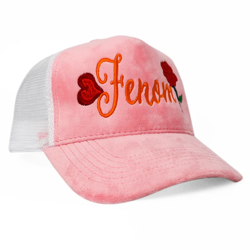 HN05 Custom Logo Embroidered Mesh Netted 5 Panel Fuzzy Blank Velvet Snapback Suede Baseball Hats Dad Velour Trucker Cap_voghion.com