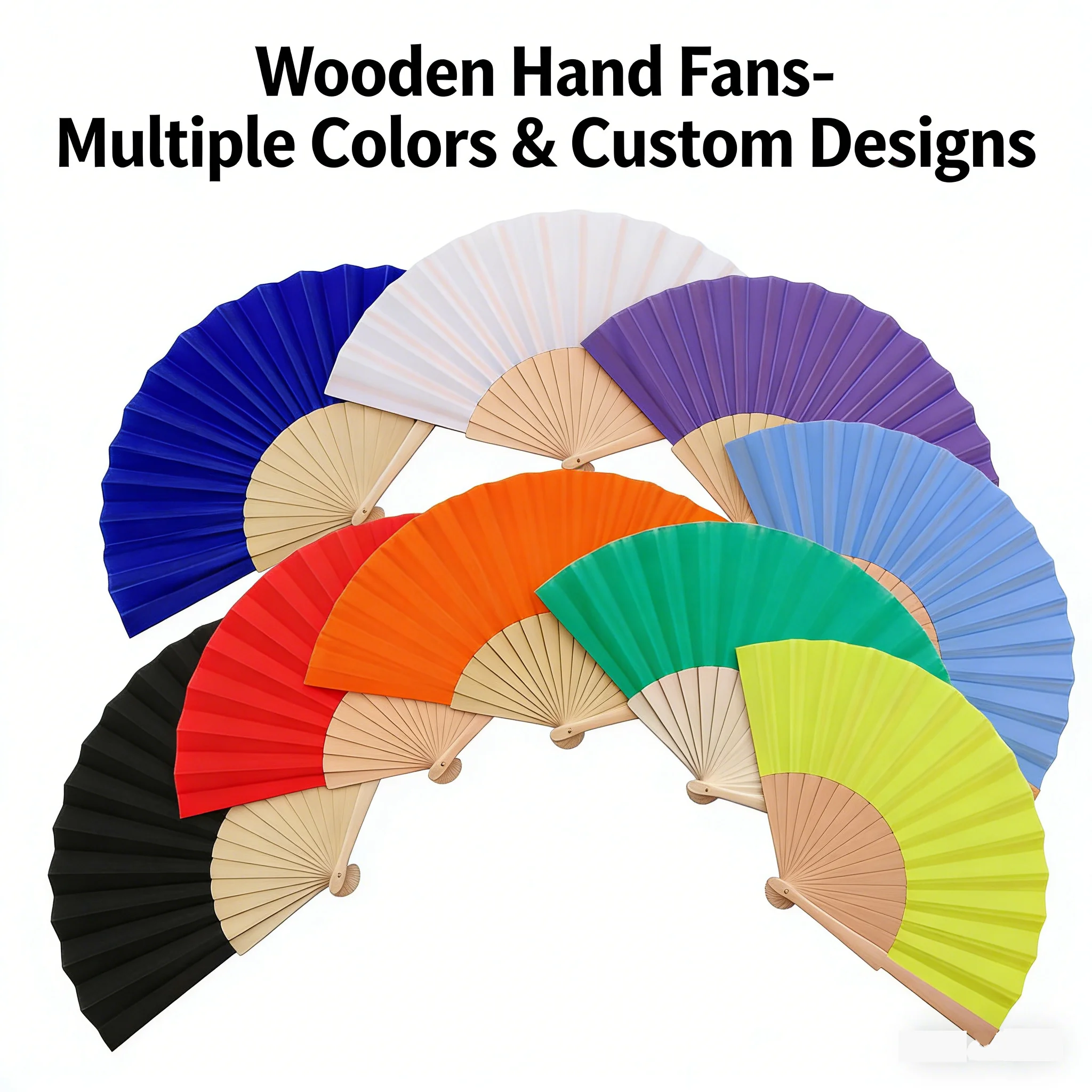 Wholesale Custom Design Bamboo Wooden Printed Hand Held Fan Folding Hand Fan