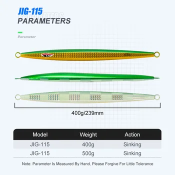 J115 400g 500g Metal Jig Lure Speed Slow Jigging Lure UV Glow Saltwater Fishing Jigging Lure Deep Sea Fishing – Metal Jig – view 4