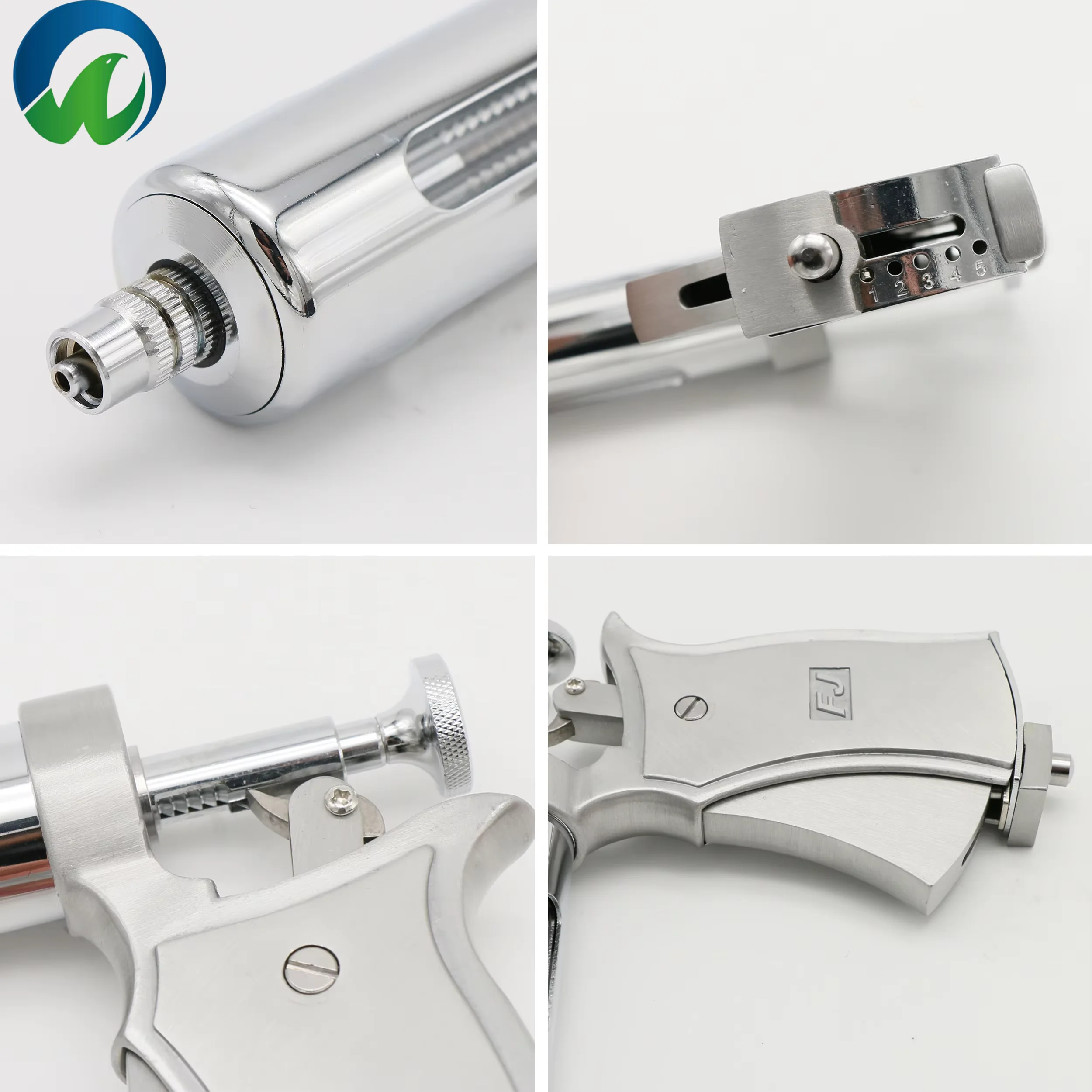 50ml Stainless Steel Semi-Automatic Veterinary Vaccine Poultry Injection Syringe Continuous Injection Gun Reusable Animal