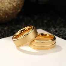 Fashionable 8mm Gold Plated Jewelry Men's Tungsten Wedding Ring Comfortable Fit Sand Surface Center Groove Ring OEM Acceptable