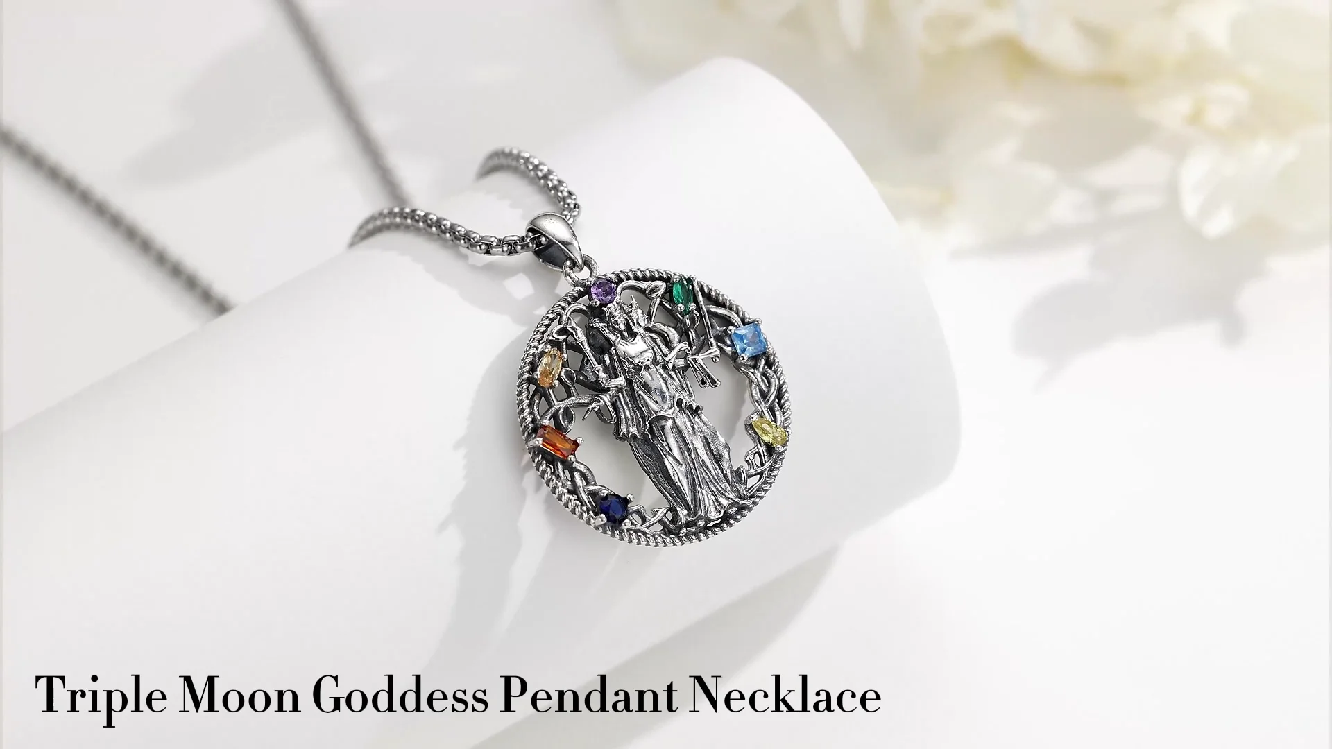 Merryshine 925 Sterling Silver Amulet Wicca Pagan Triple Moon