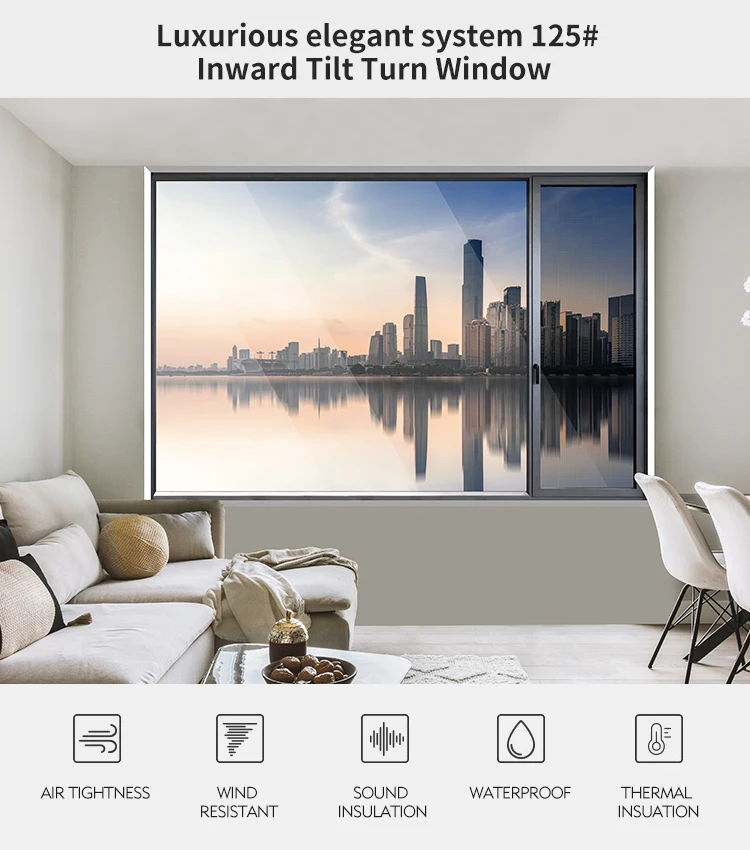 Modern Design Aluminum Inward Tilt and Turn Window