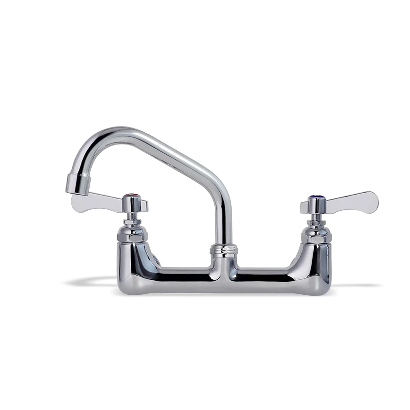 Commercial Kitchen Dual Hand 304 Stainless Steel Brass Kitchen Sink Tap Faucet Cold Hot Spring Mixer Tap Deck Mounted Basin Taps factory