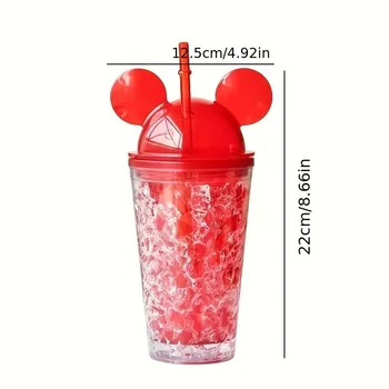 450ml Cartoon Water Cup Portable Kids Tumbler Mug Double Plastic Straw Cup Mug with Lids