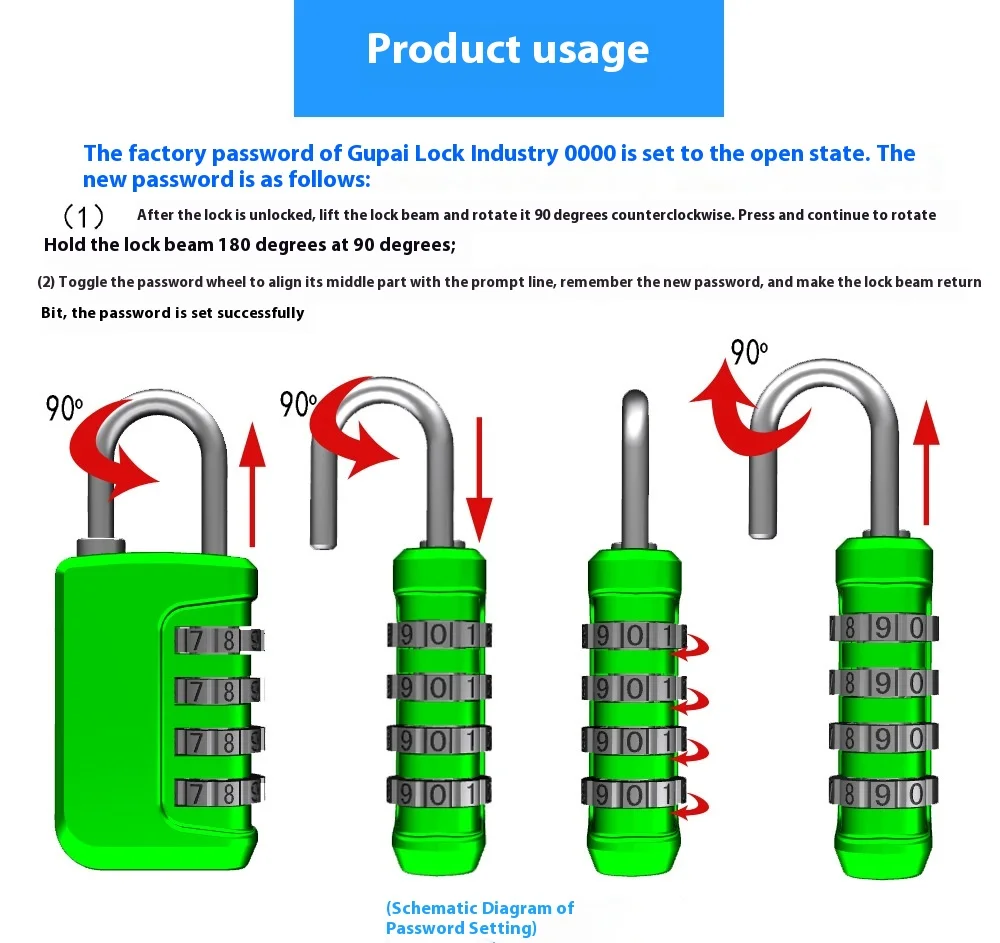 Smart Waterproof IP65 Four-Digit Combination Padlock Zinc Alloy for Wardrobe Luggage Gym Locker