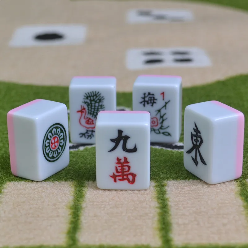Mahjong Set Sonwyoung 22 Inch Mini Chinoiserie Mahjong Mat For Travel Domino Table