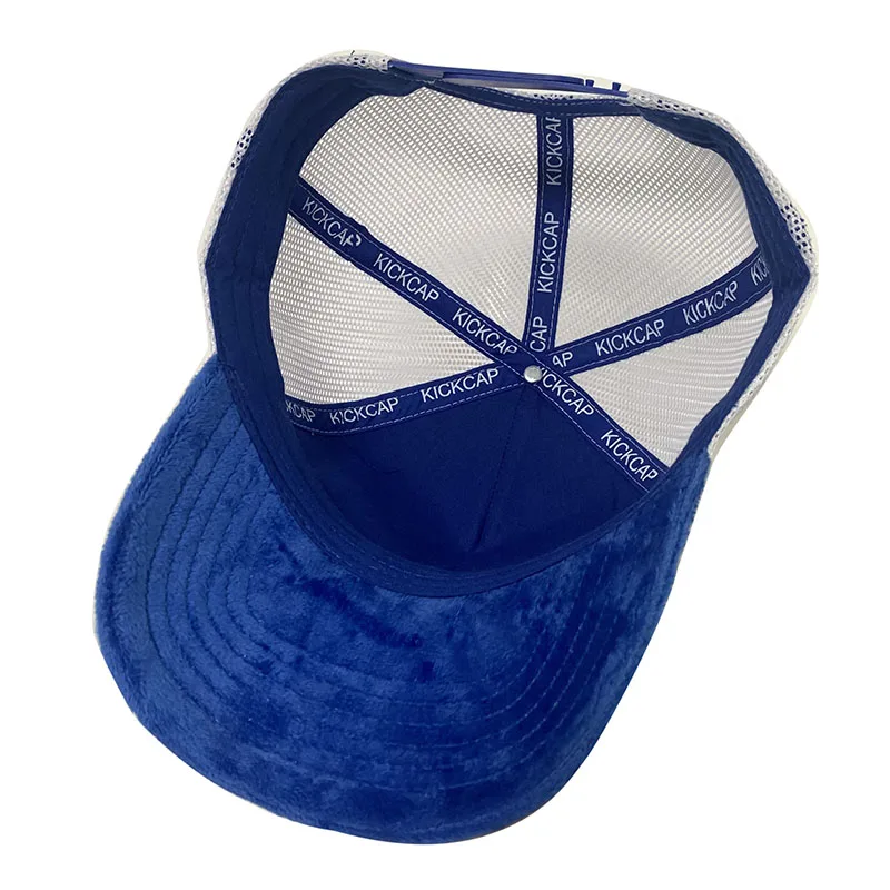 HN05 Custom 5 Panel K Frame Velour Snapback Baseball Truck Velvet Mesh Back Trucker Cap Hat With Embroidery Patch
