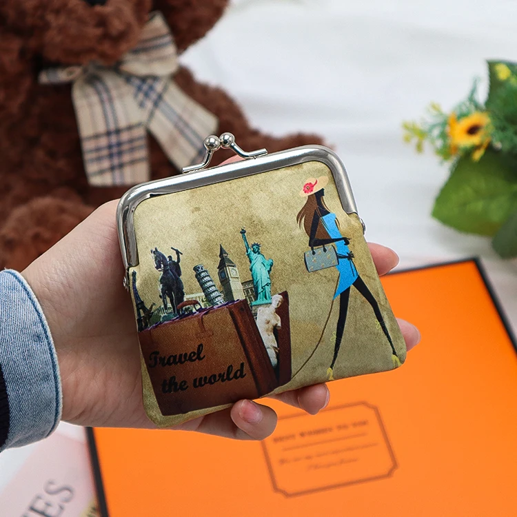 Настраиваемый Кошелек для монет с узором, Женская монетница, кошелек для мелочи kisslock