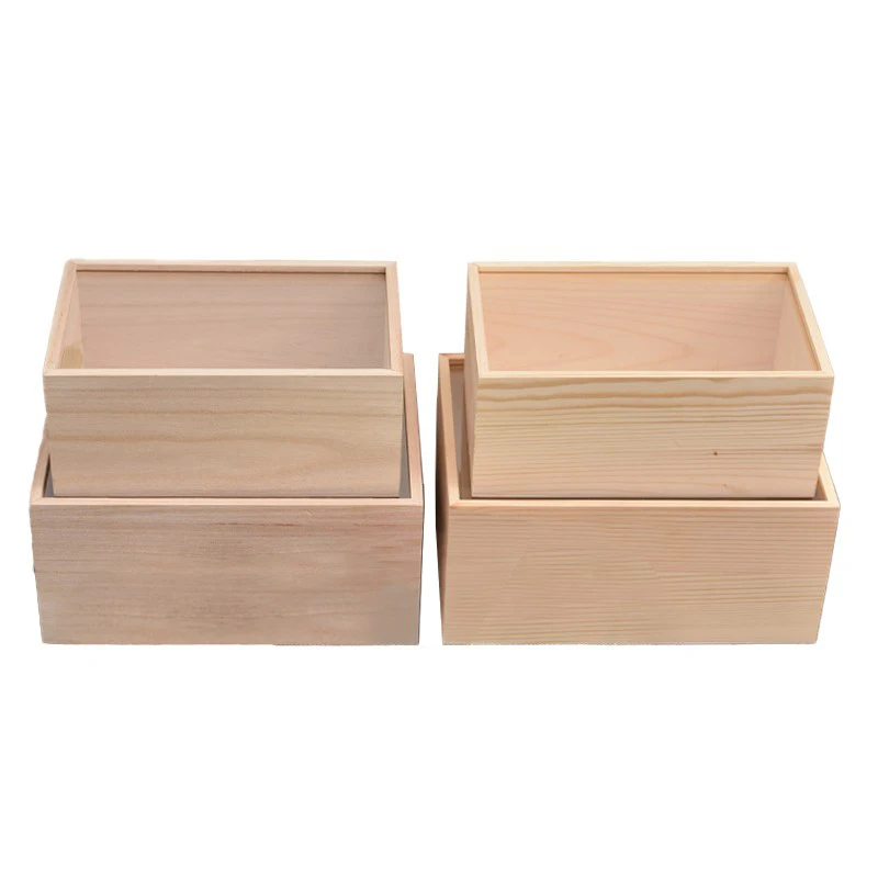 Custom Logo Size Unfinished Pine Wood Gift Packaging Box Wooden Slide