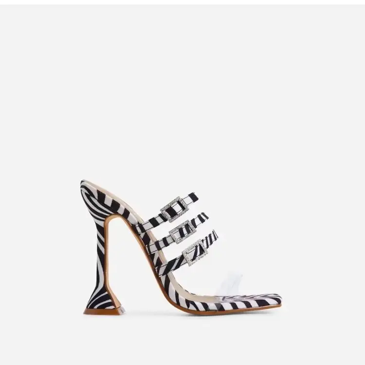 2022 Summer New zebra Print Sandals Ladies Stiletto Gold High Heels Large Size Women's Shoes