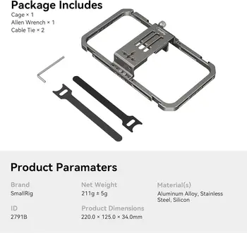 SmallRig Universal Smartphone Video Rig for iPhone for Samsung Filmmaking Vlogging Rig Aluminium Alloy Phone Video Cage Grip detail image