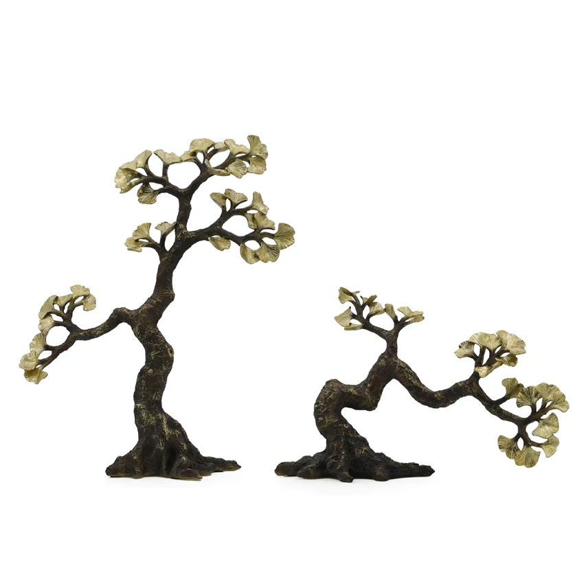 Wholesales New 3D Ginkgo Biloba Decorative Object Resin Ginkgo Tree Stump Statue For Interior Design