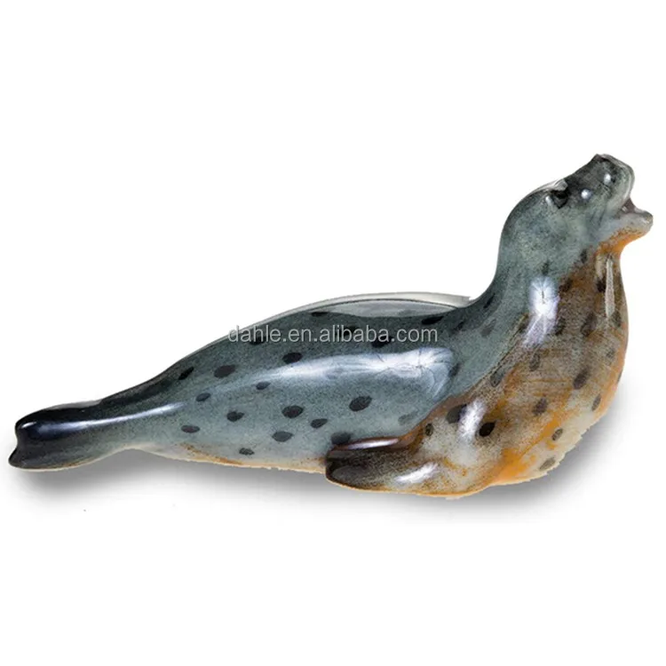 Ceramic Sea Animals Ceramic Figurines Tiny Sea Lion Porcelain Sea Dog