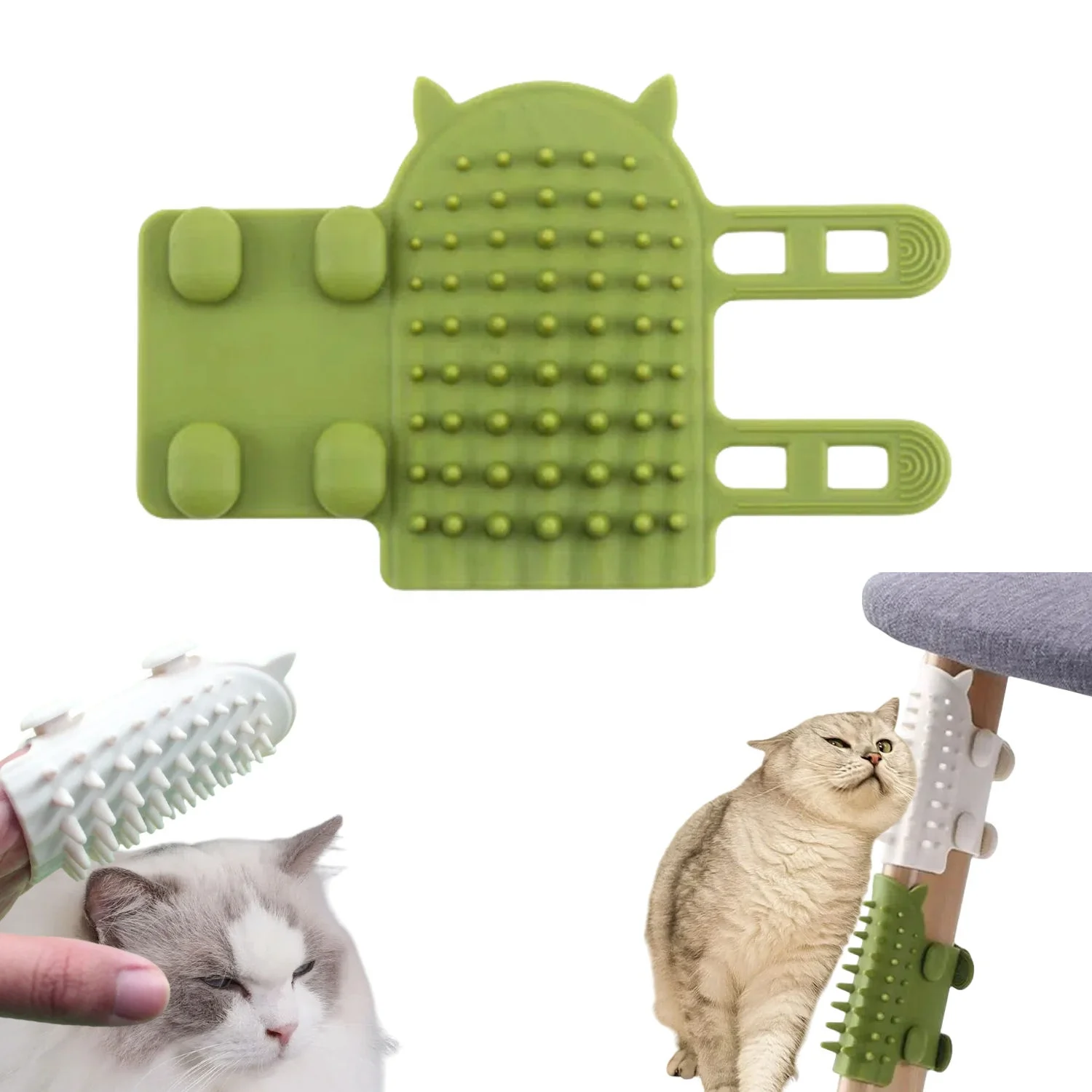 Self-Cleaning Cat Brush - 2-in-1 Silicone Massage & Grooming Tool For Short/Long Hair Cats & Dogs (Light Blue, 9.5x14.5cm)-283489