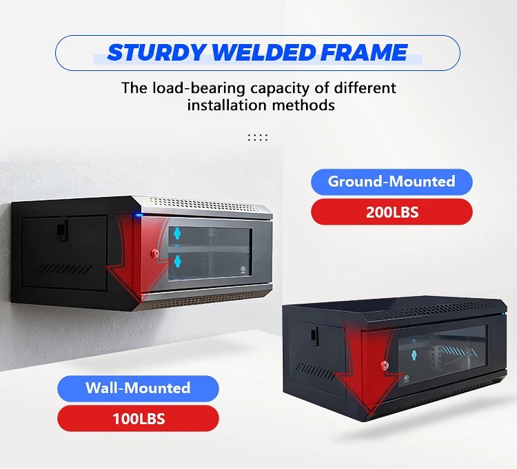 42u Cctv Rack Customized 4U 6U 9U 42U Steel Metal Server Cabinet Network Rack Wall ...