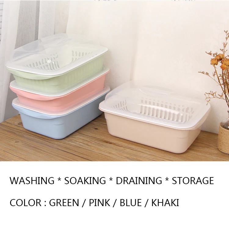 PP Plastic Rectangular Colander Strainers Set with Lid