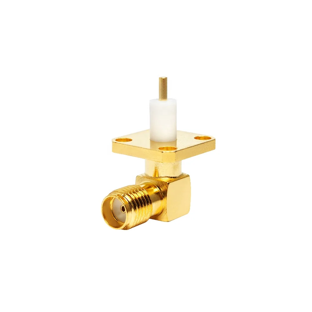  Female Connector Panel Mount Right Angle Flange 4 Hole RF Coaxial 90 Degree Elbow  KWFD Connector 50 Ohm in Stock