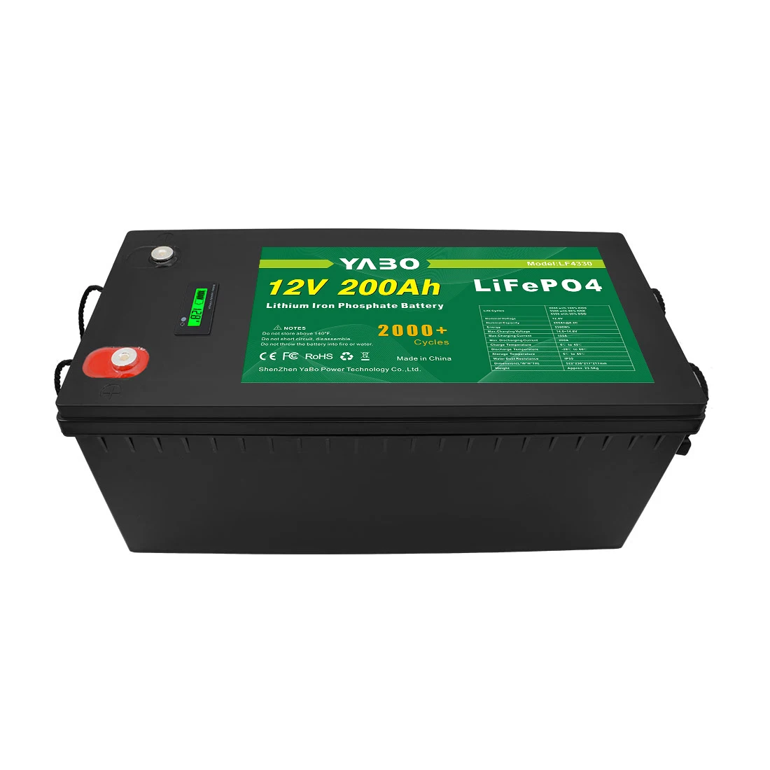 YABO Customize LiFePO4 BMS Lifepo4 Battery Pack 12V 48V 24V 120Ah 150Ah 170Ah 200Ah 300Ah 460Ah LiFePO4 Lithium Ion Battery 12V