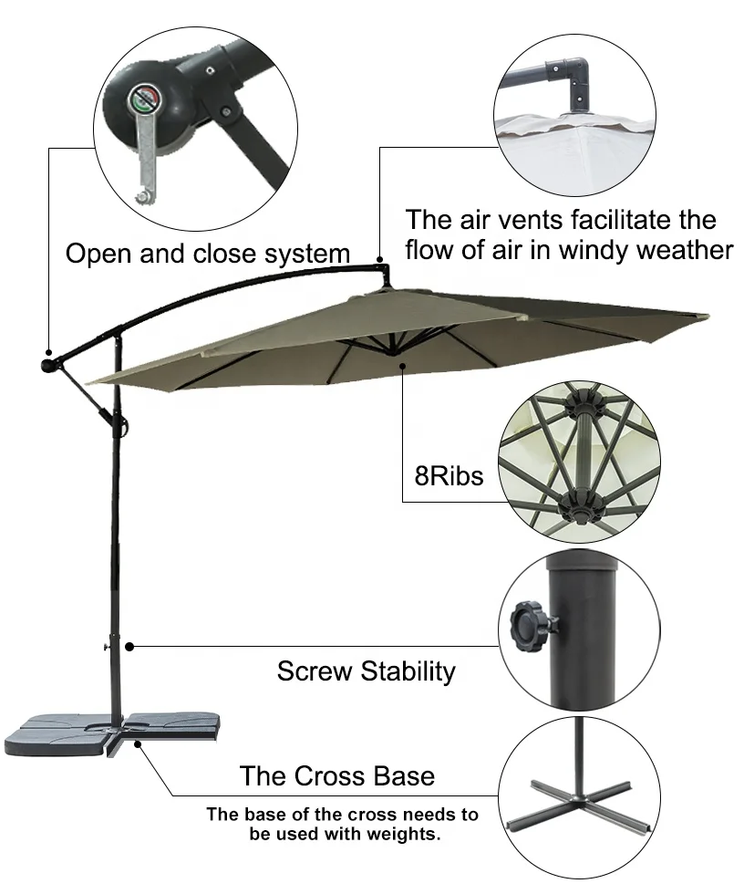 Outdoor Hanging Sunshade Banana Umbrella Cantilever Outdoor Patio