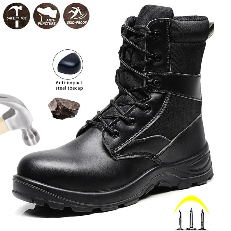 New Men's Safety Work Shoes Steel Toe Boots Indestructible Outdoor Casual Labor 