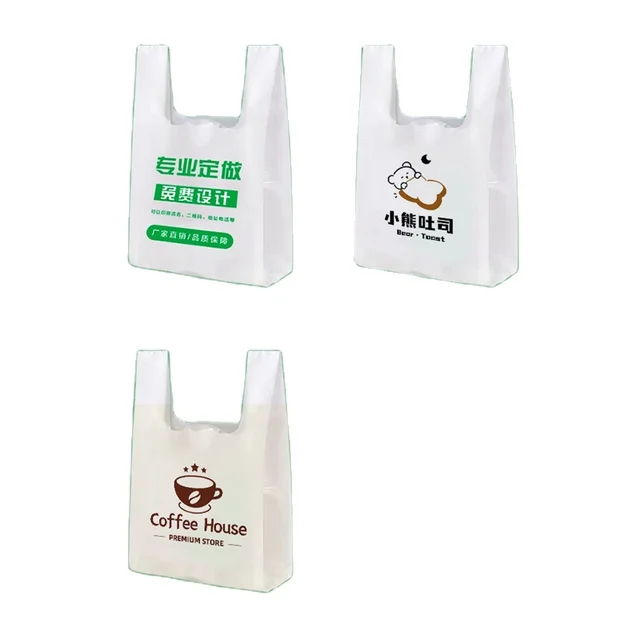 Supermarket gift plastic shopping vest bag custom printing recycling vest bag