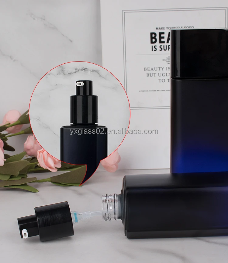 Luxury irregularity shape cosmetic glass bottle set Unique design man Skincare cosmetic packaging glass suit container manufacture