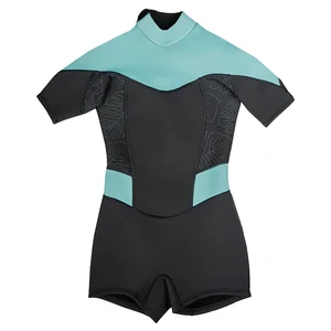 Breathable Kids Leaf Print Shorty Wetsuit 2mm Flexible Neoprene Back Zip One Piece with UV Protection for Water Sports
