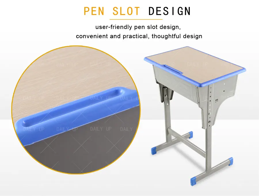 School 2 People Desk And Bench Wooden Primary School Tables and Chairs University Furniture