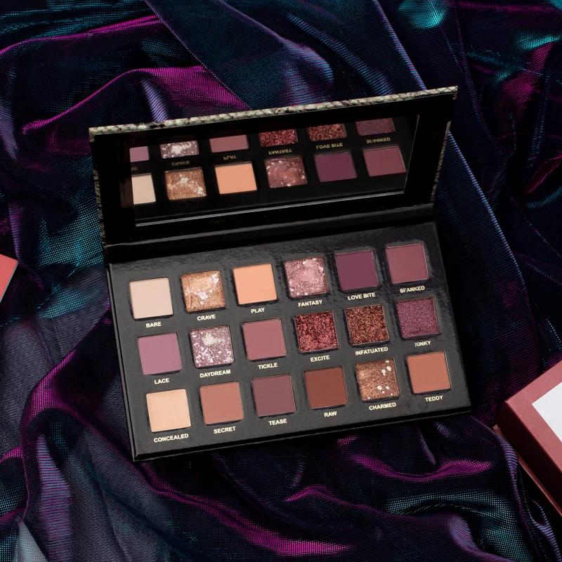 Оптовая продажа 18 видов цветов Тени для век кружевные шелковые трусики перламутрового оттенка с блестками, на высоком каблуке с металлическим метка частного назначения палитра мерцающие тени для век макияж