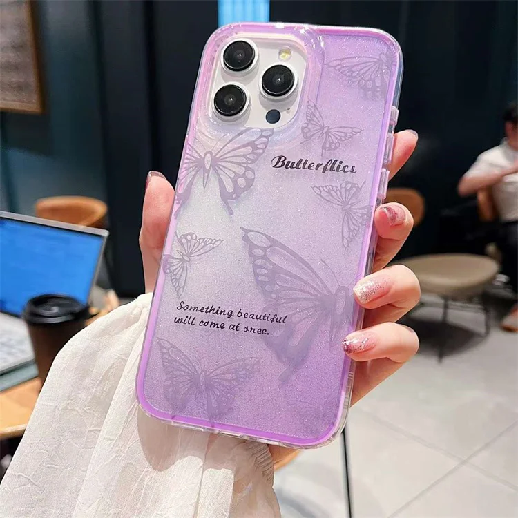 Stylish Feather Silver Color Butterfly Girly Cell Phone Case for