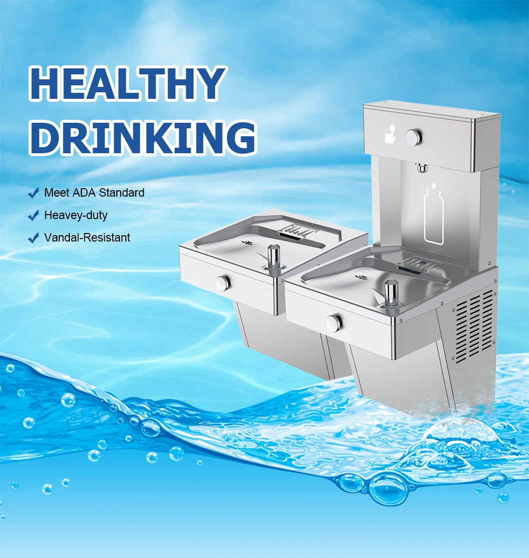 product stainless steel wall mounted public drinking water fountain with bubbler faucet and single basin school outdoor water fountain545-0