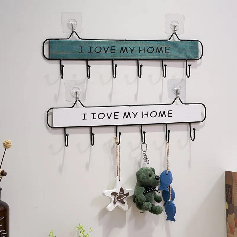 Creative wooden iron decorative novelty hookss Japanese home door coat hat key small hanging rack miscellaneous kitchen wall supplier