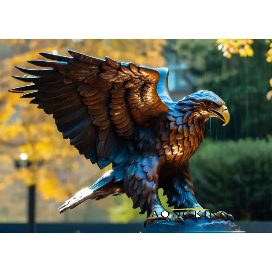 New Product Factory Customized Large Size Bronze Eagle Brass Eagle Sculpture Big Bronze Flying Eagle Statue for Gate