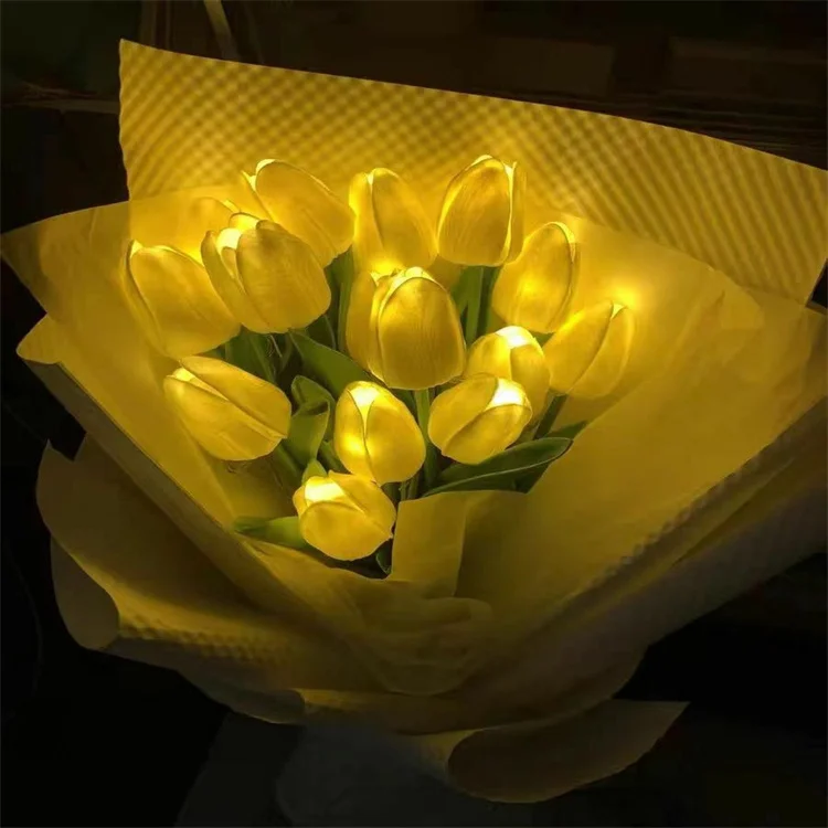 Simulation Flower LED Tulip Table Lamp Bedside Night Light Romantic Atmosphere Night Lights for Home Decoration or Birthday Gift
