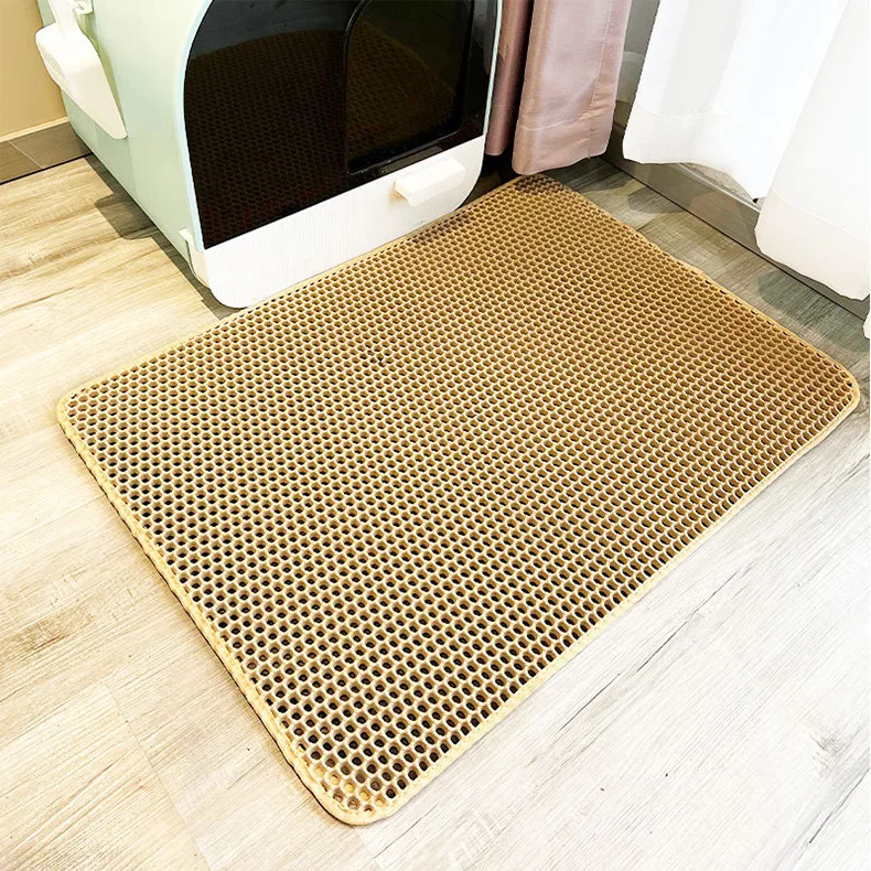Hot Sales Double Layer Waterproof Urine Proof Cat Litter Mat Honeycomb EVA Antiskid Easy to Clean Pet Litter Pad Trapping