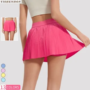 YISHENHON Custom Woman High Elasticity Pleated Yoga Skirts for Womens Workout Soft Sport Fitness Gym Tennis Skirt