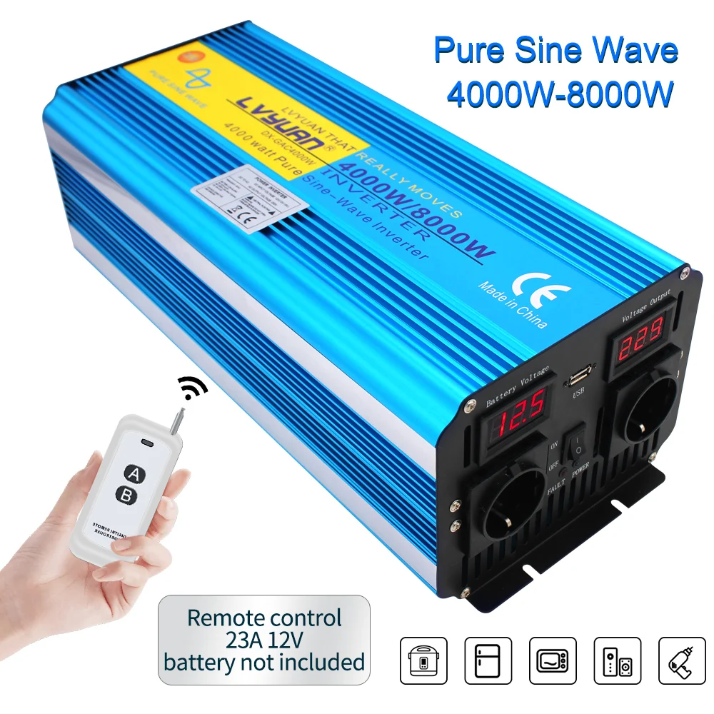 Lvyuan 4000w 8000w Dc 12v 24v Ac 120v 230v Pure Sine Wave Inverter 4kw 