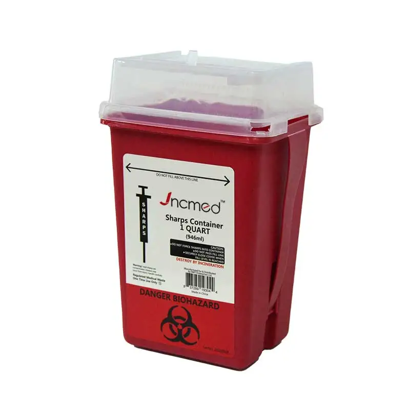 1 Quart Medical Plastic Sharps Container Biohazard Syringe Needle