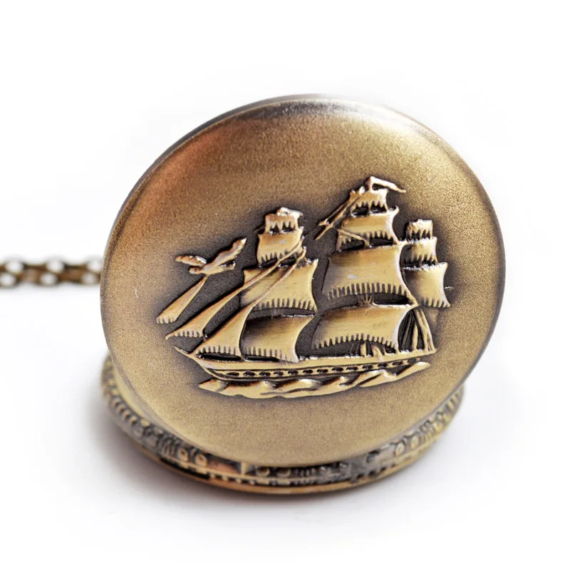 Vintage Bronze Quartz Pocket Watch Necklace Perfect Gift