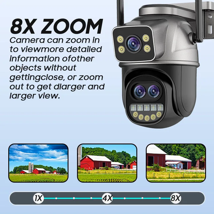 Caméra De Surveillance Extérieure 4K Ultra HD WiFi - Vision Nocturne Et Zoom 8x - Modèle V361