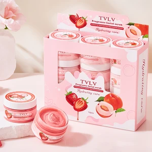 TVLV Skin Care Exfoliation Face Smoothing Scrub Organic Whitening Peach Strawberry Facial Exfoliating Scrub for Women