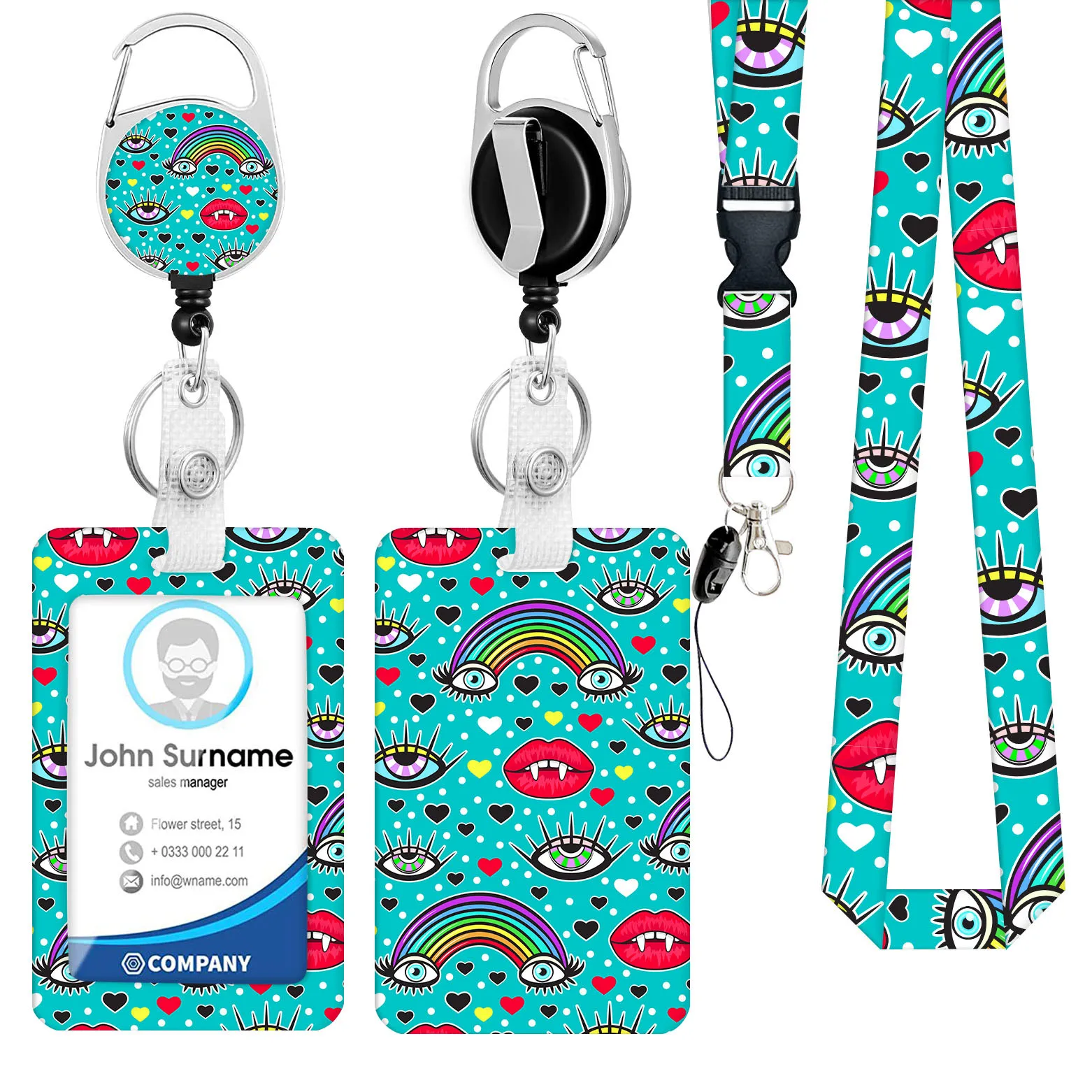Manufacturer Customized ID Card Sleeve Hanging Rope Retractable Easy to  Pull Buckle Neck Straps Lanyard With Card Badge Holder
