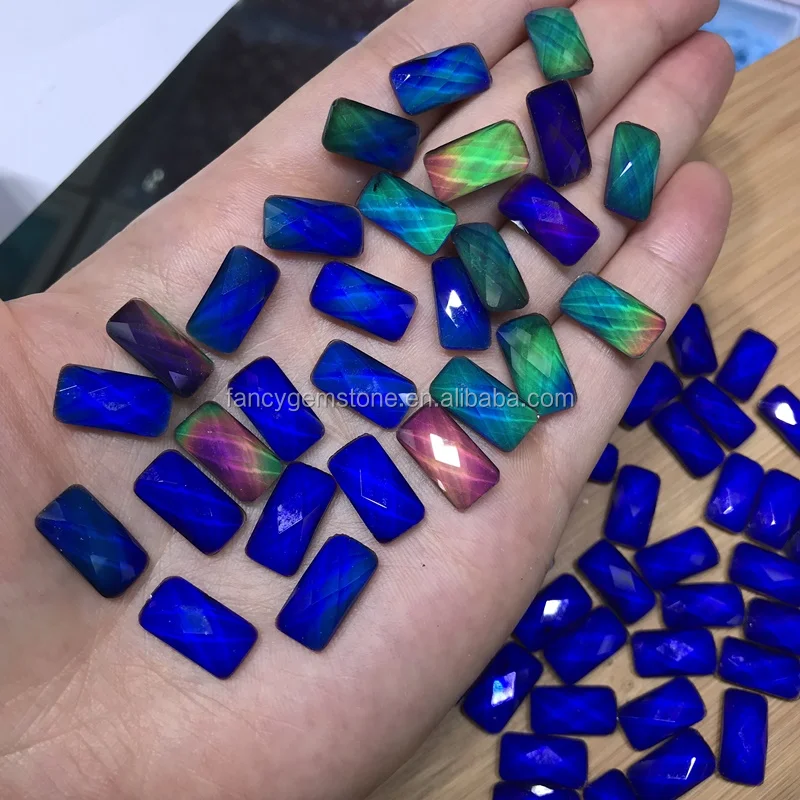 Mood Stone Color Change Glass Stone Factory Wholesale Flat Bottom Pear Shape Loose Temperature
